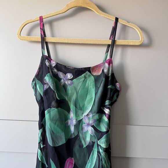 Donna Ricco Black and Pink Floral Asymmetrical Dress - Picture 3 of 10